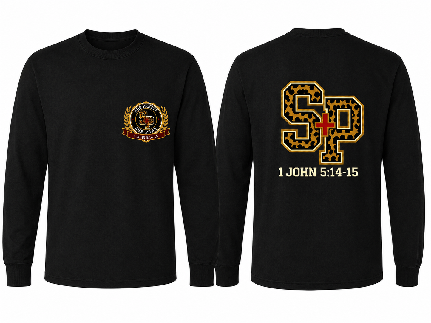 PREORDER September 2-10: Black She Pretty + She Pray®️ Kingdom Collegiate Long Sleeve T-Shirt *Estimated Shipping: Late September*