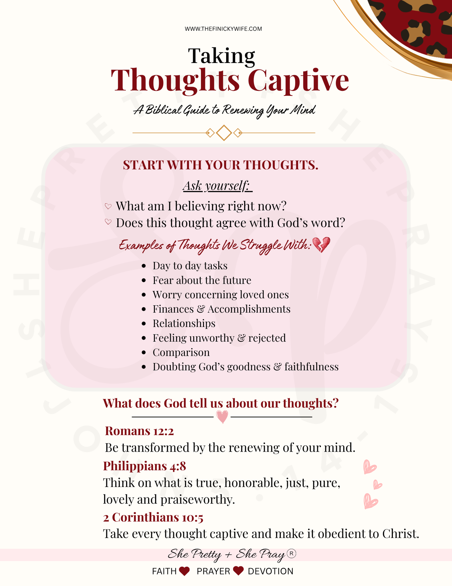 Take Your Thoughts Captive | Bible Study Printable