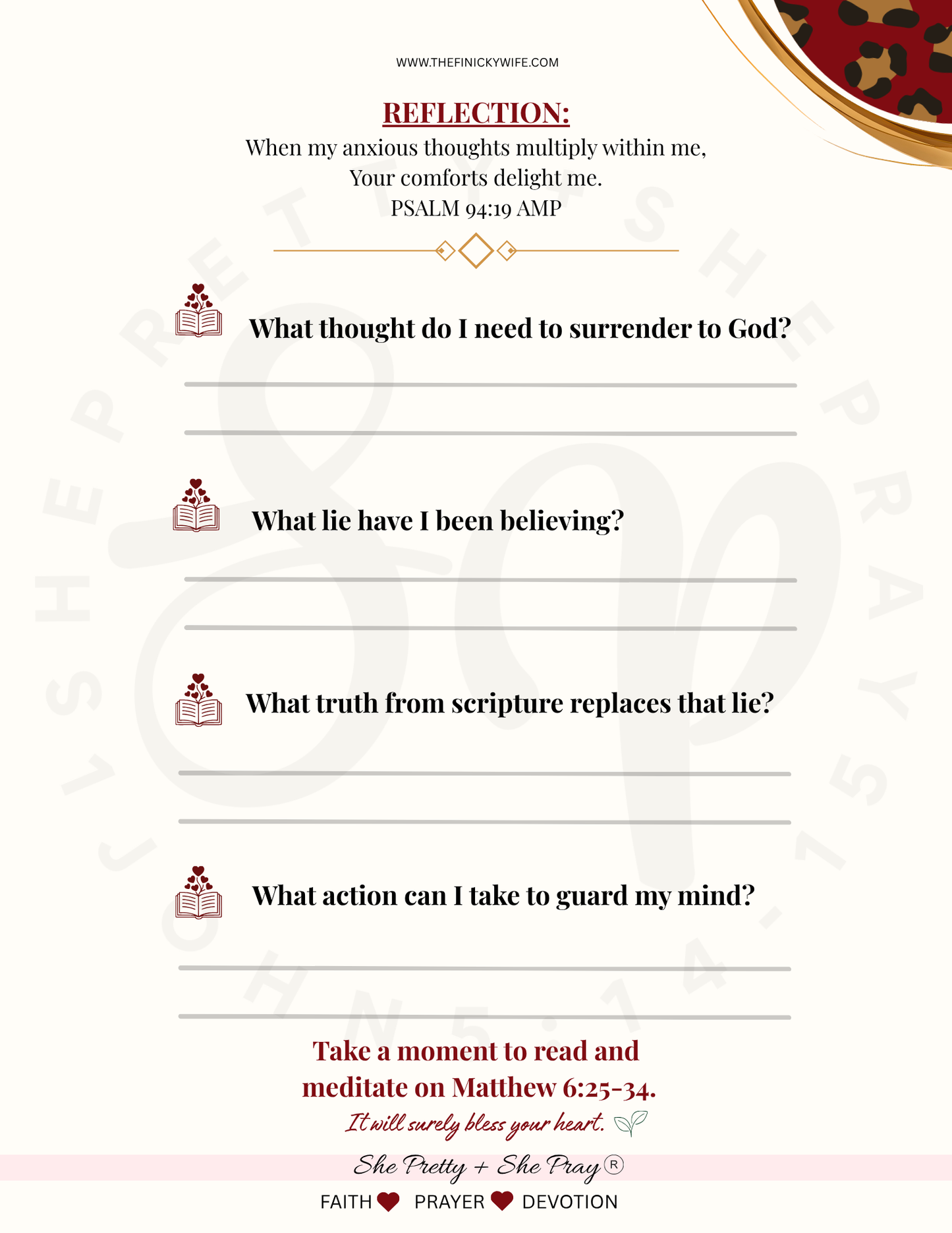 Take Your Thoughts Captive | Bible Study Printable