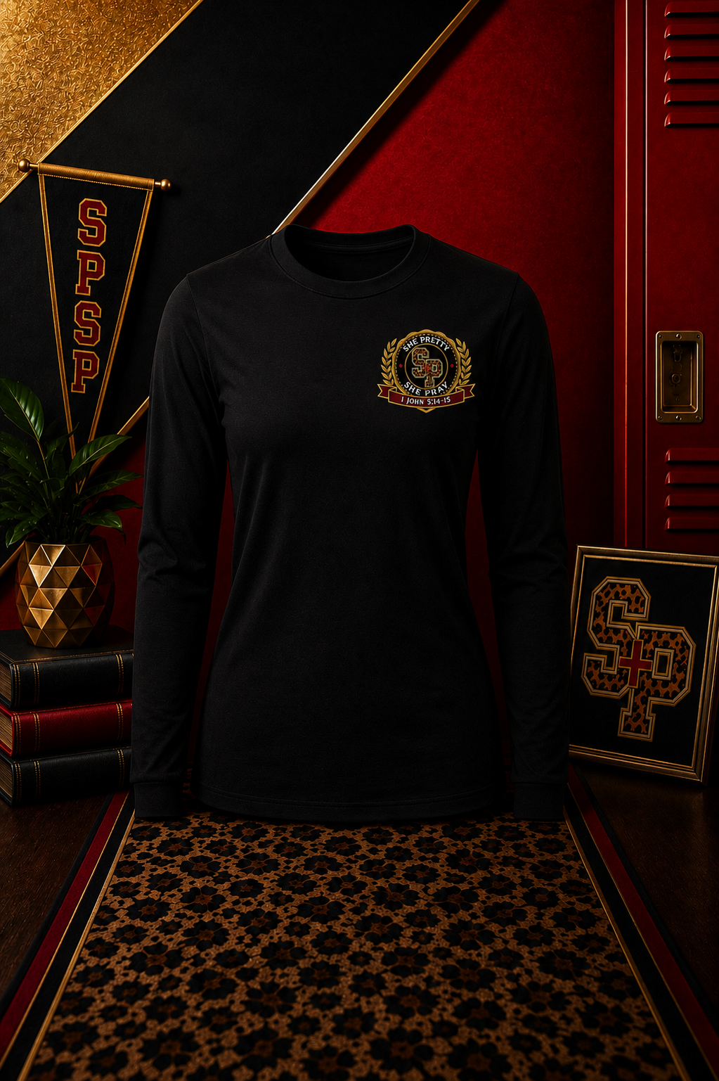 PREORDER September 2-10: Black She Pretty + She Pray®️ Kingdom Collegiate Long Sleeve T-Shirt *Estimated Shipping: Late September*