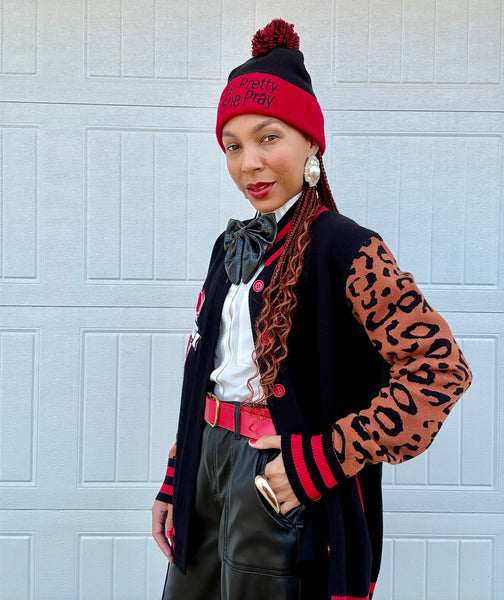 (PRE-ORDER) She Pretty+She Pray®️Varsity Cardigan-Ships December 2025