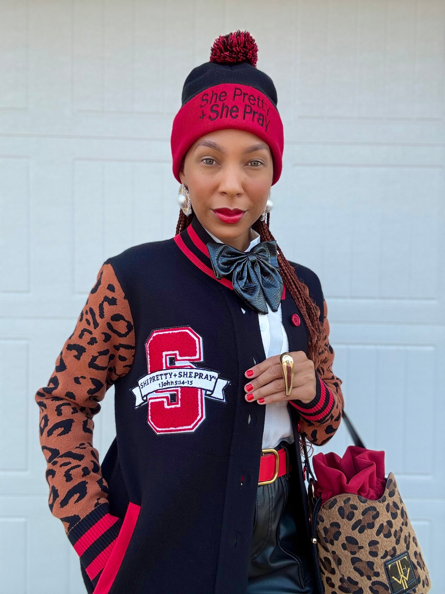 (PRE-ORDER) She Pretty+She Pray®️Varsity Cardigan-Ships December 2025