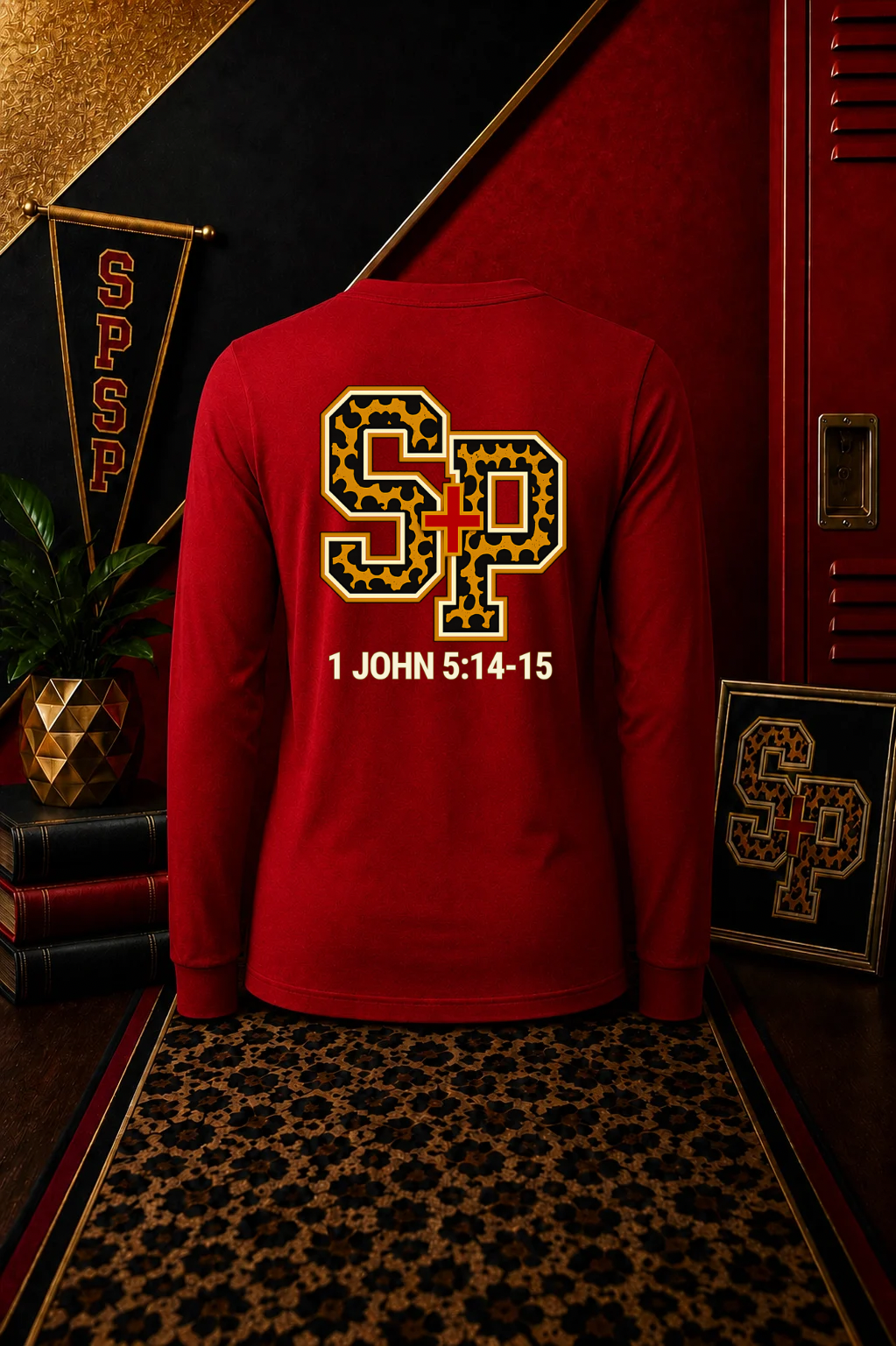 PREORDER September 2-10: Red She Pretty + She Pray®️ Kingdom Collegiate Long Sleeve T-Shirt *Estimated Shipping: Late September*
