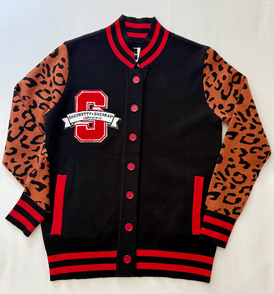 (PRE-ORDER) She Pretty+She Pray®️Varsity Cardigan-Ships December 2025