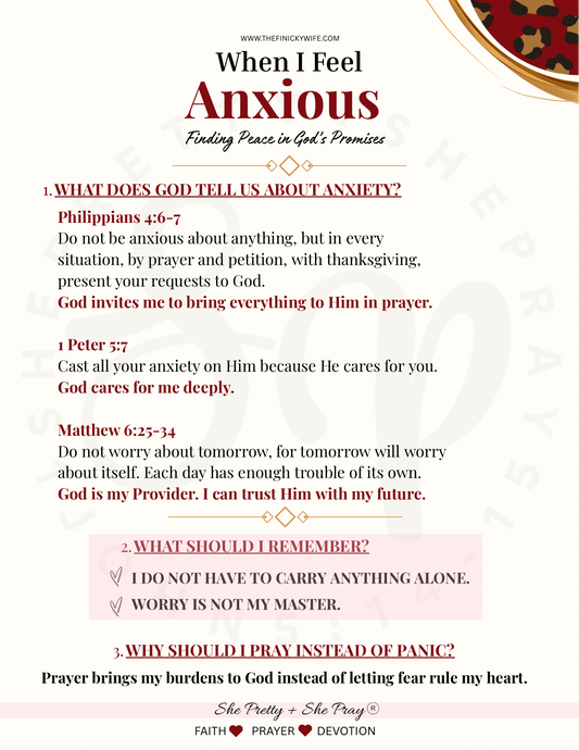 When I Feel Anxious | Bible Study Printable