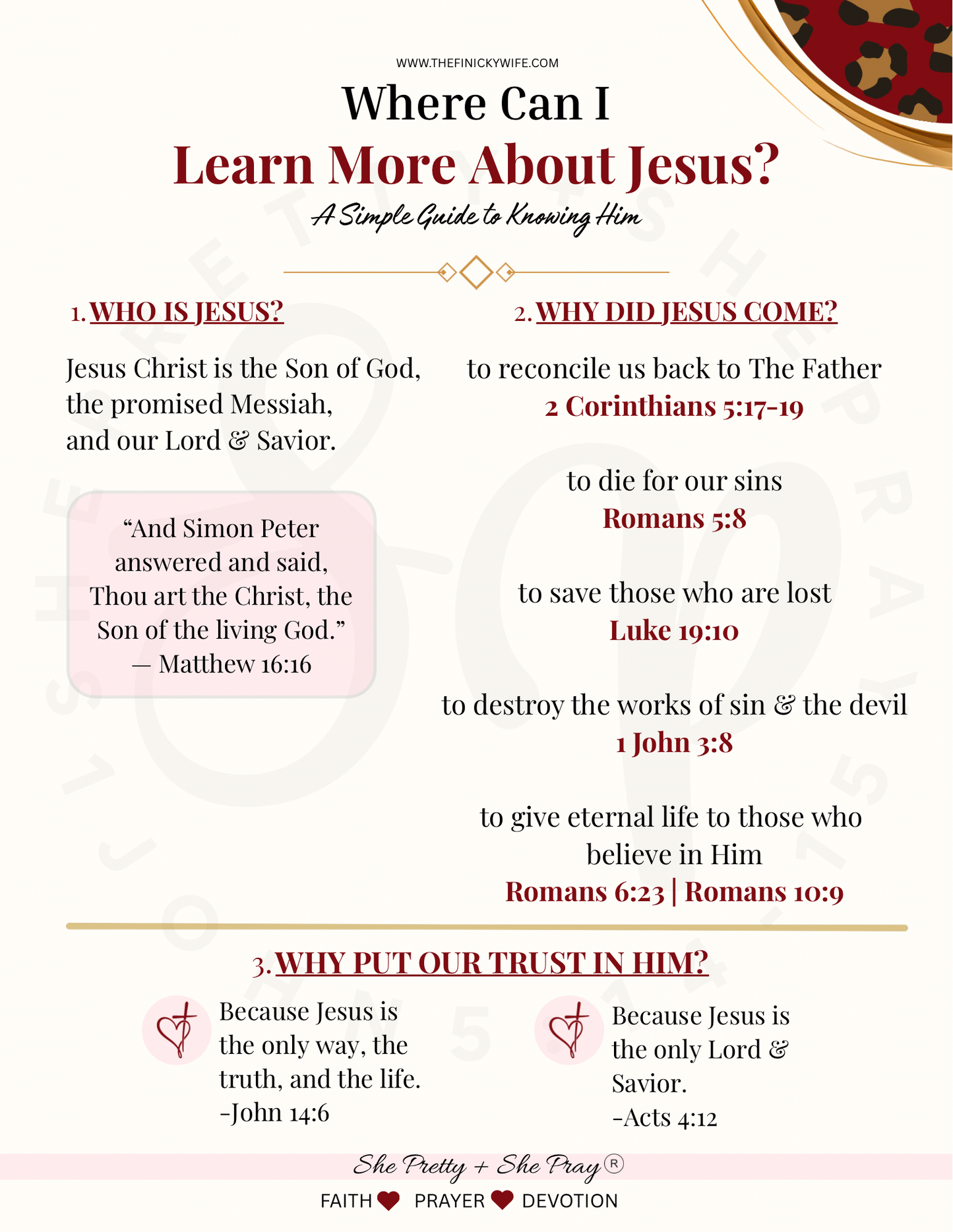 Learn More About Jesus | Bible Study Printable